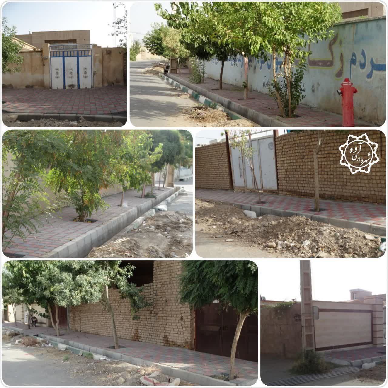  پروژه های عمرانی/ اجرای عملیات کفپوش گذاری پیاده رو خیابان معراج شهر آوه